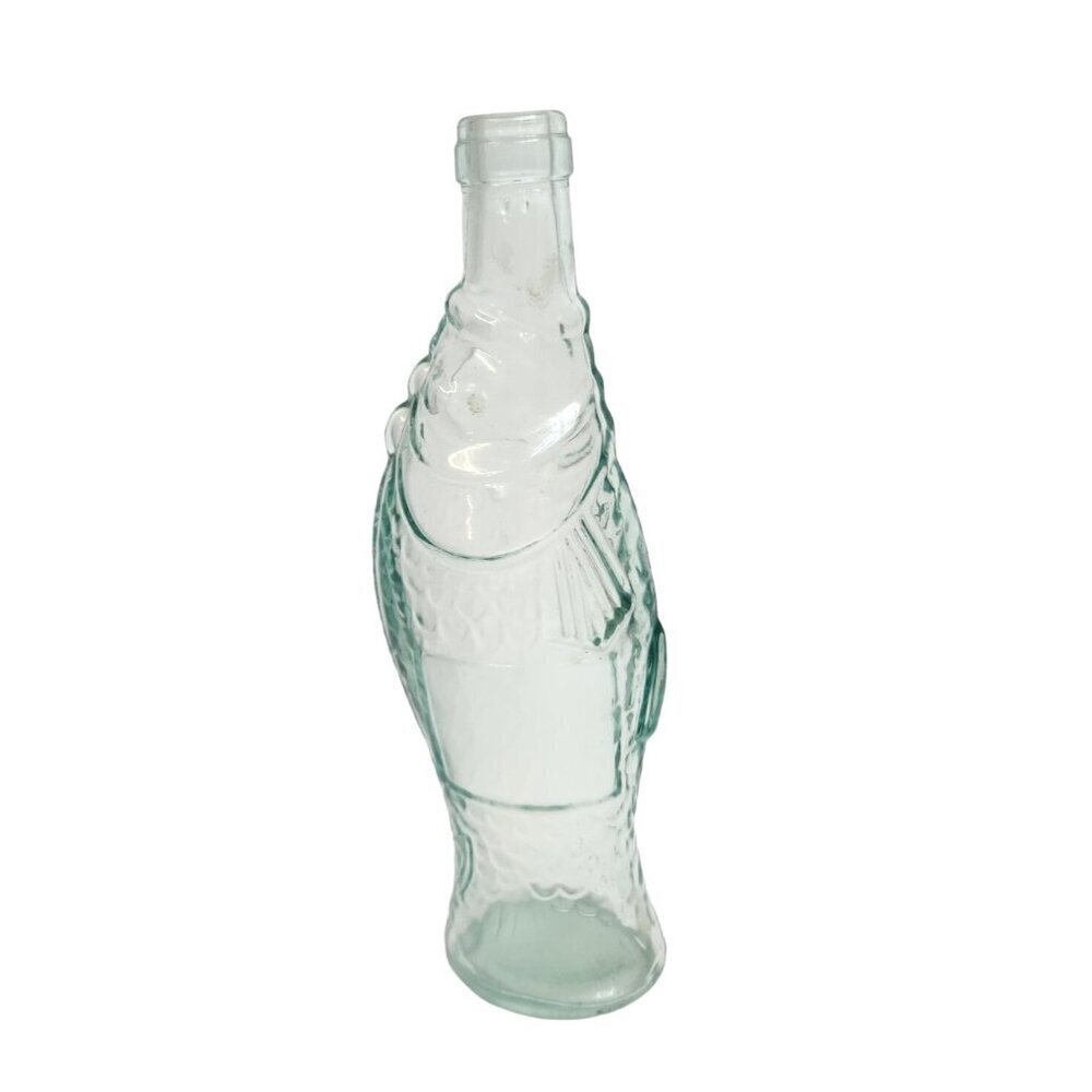 Fish Bottle Italian Vetreria Etrusca Green Glass Wine Decanter Bottle Vintage 10